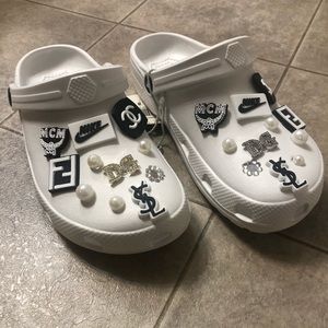No boundaries all white Crocs